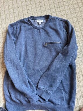 The Rail Navy Crewneck Sweatshirt with Zip Chest Pocket